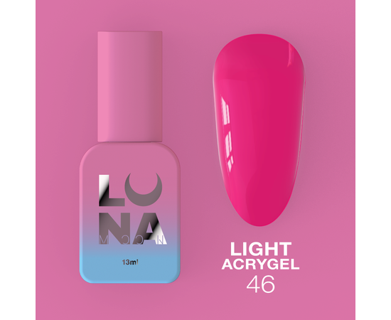 LUNA Light Acrygel #46 Neon pink, 13 ml, рідкий гель, неоново-рожевий #1