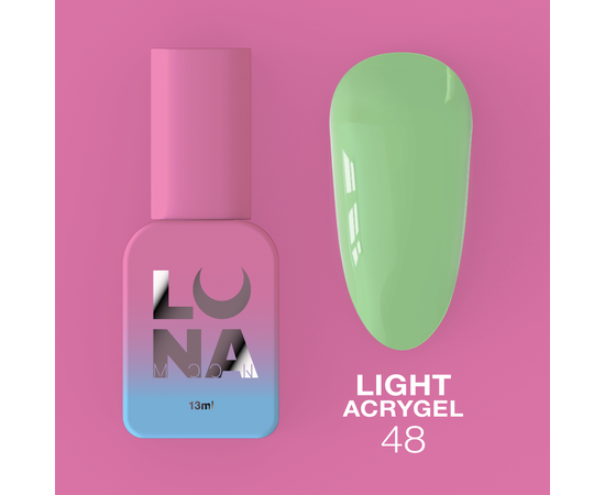 LUNAmoon. Light Acrygel #48 Light green, 13 ml, рідкий гель, світло-салатовий #1