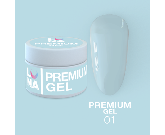 LUNA Premium Builder Gel #01 Clear, 15 ml, гель моделюючий, прозорий #1