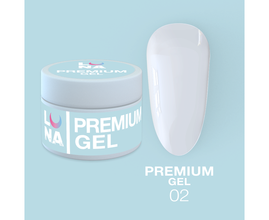 LUNA Premium Builder Gel #02 Milky, 15 ml, гель моделюючий, молочний #1