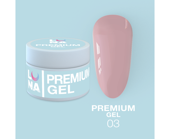 LUNA Premium Builder Gel #03 Pale pink, 15 ml, гель моделюючий, блідо-рожевий #1