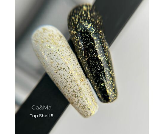 GaMa Shell Top #005, 15 ml, топ із золотистими пластівцями #1