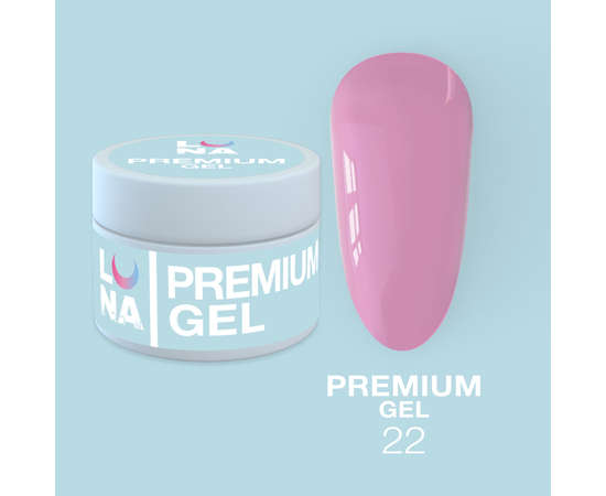 LUNA Premium Builder Gel #22 Pastel fuchsia, 15 ml, моделюючий гель, пастельна фуксія #1
