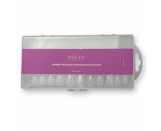 EDLEN. Gel tips, SQUARE, 240 pcs, Гелеві тіпси для нарощування, квадрат, 240 шт #1