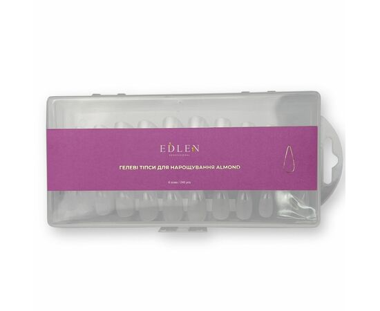 EDLEN Gel tips, ALMOND, 240 шт, Гелеві тіпси для нарощування, мигдаль #1