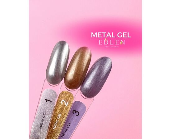 EDLEN Metal Gel №3 Lilac, 5 ml, гель-фарба, лілове срібло #2