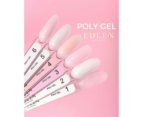 EDLEN Poly gel №06, 15 ml, полігель, рожевий з шиммером #2