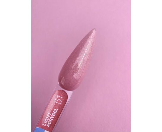 LUNA Light Acrygel #51 Pink beige with shimmer, 13 ml, рідкий гель для укріплення, рожевий беж з шимером #2