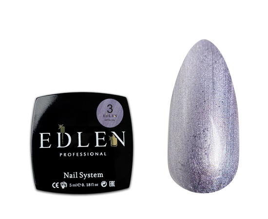EDLEN Metal Gel №3 Lilac, 5 ml, гель-фарба, лілове срібло #1