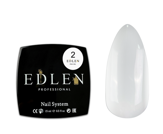 EDLEN Poly gel №02 Milky, 15 ml, полігель, біло-молочний #1