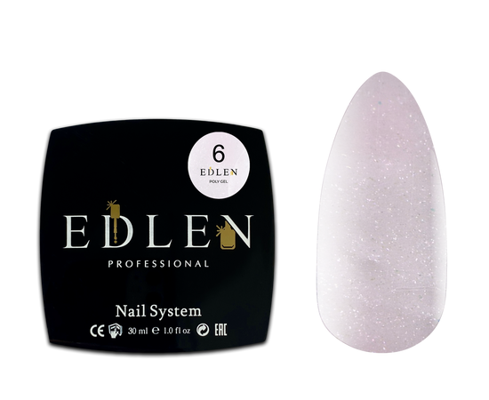 EDLEN Poly gel №06, 30 ml, полігель, рожевий з шиммером #1
