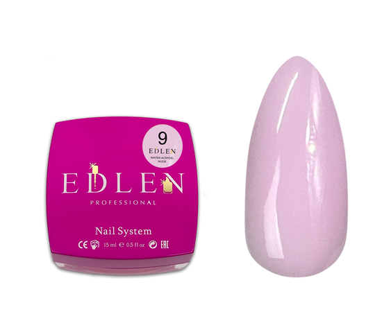 EDLEN Water Acrygel NUDE №09, 15 ml, рідкий гель, ніжно-рожевий #1