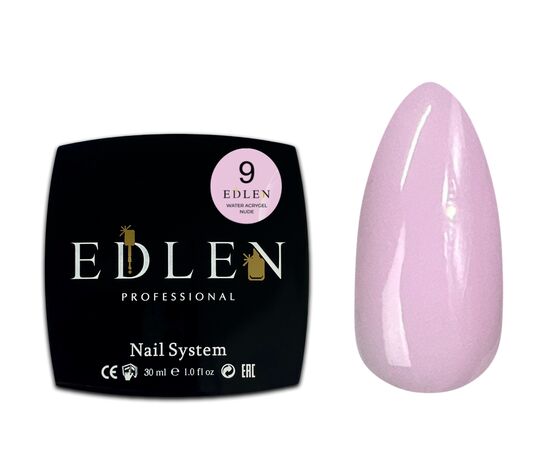 EDLEN, Water Acrygel №09, NUDE, 30 ml, рідкий гель, ніжно-рожевий #1