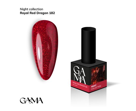 GaMa Gel polish #182 ROYAL RED DRAGON, червоний з шимером, 10 ml, гель-лак #1