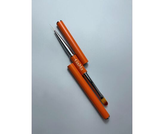 GaMa NEW Пензлик двосторонній: для тонких ліній / для гелю, 11 mm (оранжевий) #5