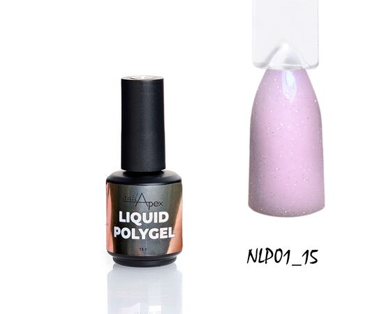 NAILAPEX Liquid Polygel #1, 15 g, Рідкий полігель, рожевий з дрібним шимером #1