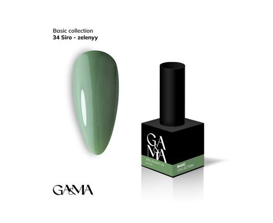 GaMa Gel polish #34 OLIVE, сіро-зелений, 10 ml, гель-лак #1