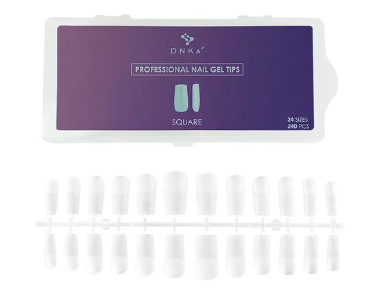 DNKa’ Professional Nail Gel Tips, Square, 240 pcs, гелеві тіпси, квадрат, 240 штук #1