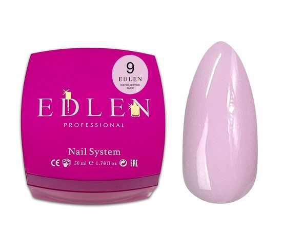 EDLEN, Water Acrygel №09, NUDE, 50 ml, рідкий гель, ніжно-рожевий #1