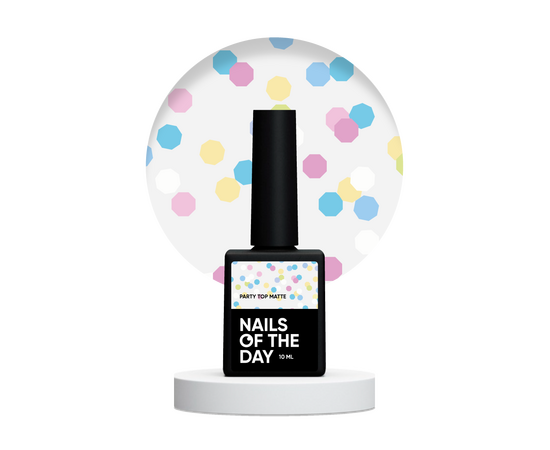 NOTN. Matte Top "Party", 10 ml, матовий топ з неоновими шестигранниками #2