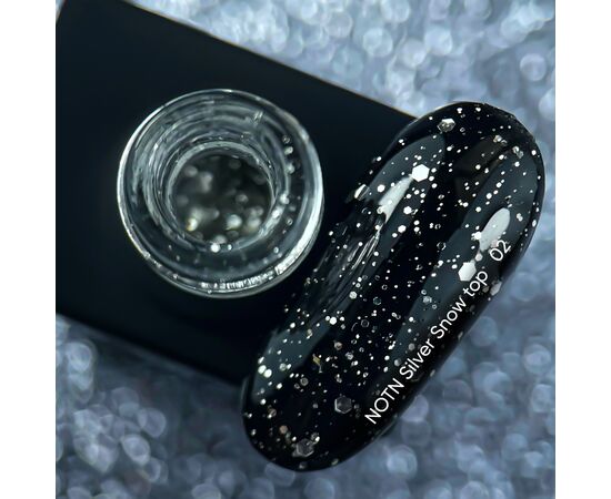 NOTN Top SNOW Silver №02, топ з срібними шестигранниками, 10 ml #2