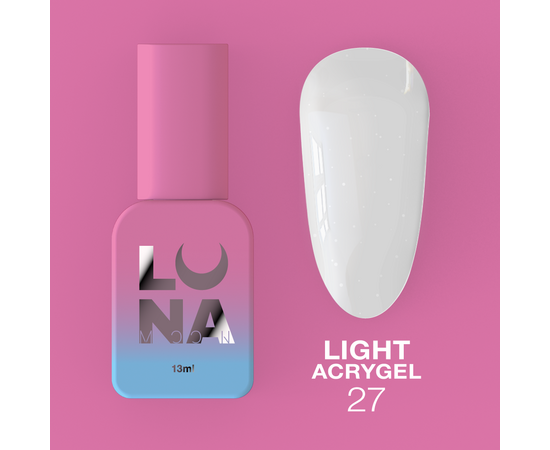 LUNA Light Acrygel #27 Milky with shimmer, 13 ml, рідкий гель, молочний з шимером #1
