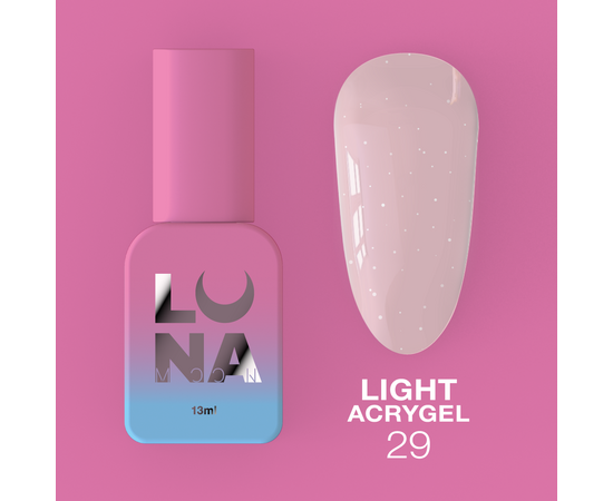 LUNA Light Acrygel #29 Violet pink with shimmer, 13 ml, рідкий гель, фіолетово-рожевий з шимером #1