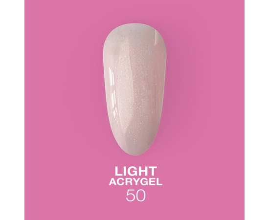 LUNAmoon. Light Acrygel #50 Light pink with shimmer, 30 ml, рідкий гель для укріплення, світло-рожевий з шимером #2