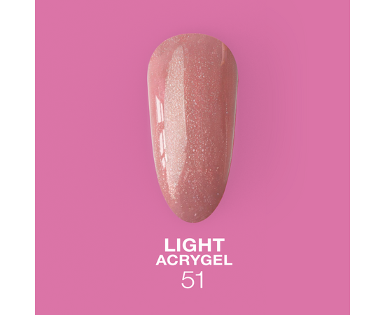 LUNAmoon. Light Acrygel #51 Pink beige with shimmer, 30 ml, рідкий гель для укріплення, рожевий беж з шимером #4