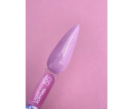 LUNAmoon. Light Acrygel #55 Pink lilac with shimmer, 30 ml, рідкий гель для укріплення, рожевий бузок з шимером #2