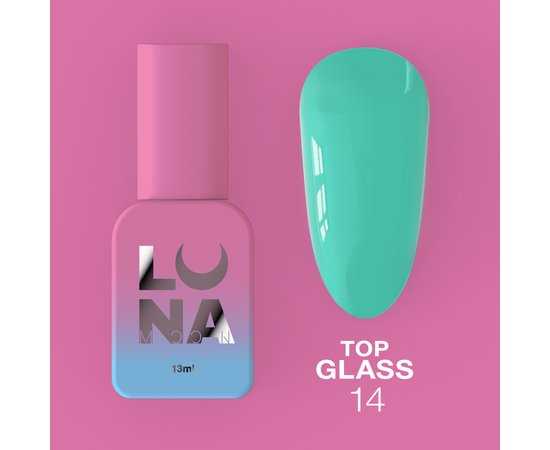 LUNAmoon. Glass Top Coat #14, 13 ml, топ кольоровий глянцевий #1