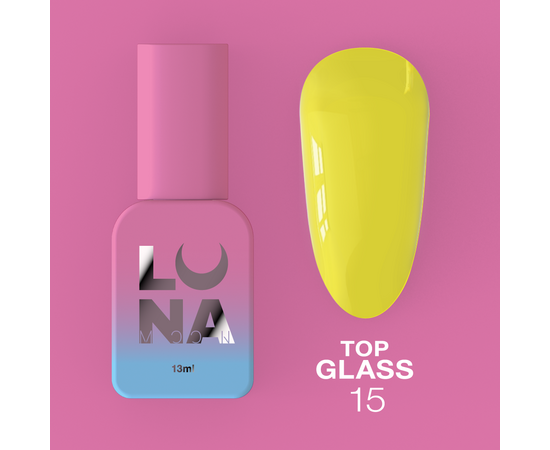 LUNAmoon. Glass Top Coat #15, 13 ml, топ кольоровий глянцевий #1