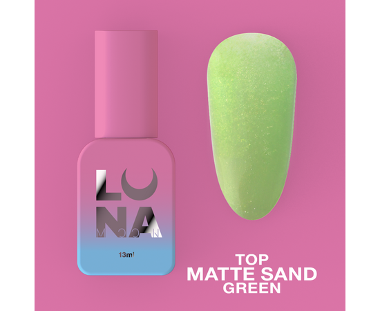 LUNAmoon. Matte Green Sand Top Coat, 13 ml, матовий топ з ефектом піску #1