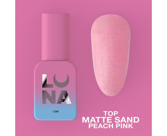 LUNAmoon. Matte Peach Pink Sand Top Coat, 13 ml, матовий топ з ефектом піску #1