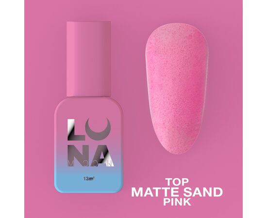 LUNAmoon. Matte Peach Pink Top Coat, 13 ml, матовий топ з ефектом піску #1