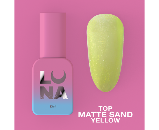 LUNAmoon. Matte Yellow Sand Top Coat, 13 ml, матовий топ з ефектом піску #1