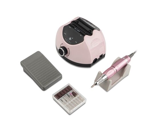 BUCOS. Nail drill "BUCOS X4 PRO", smooth pink, 65W. Фрезер + 6 покращених фрез, 35 тісяч оборотів, реверс #6