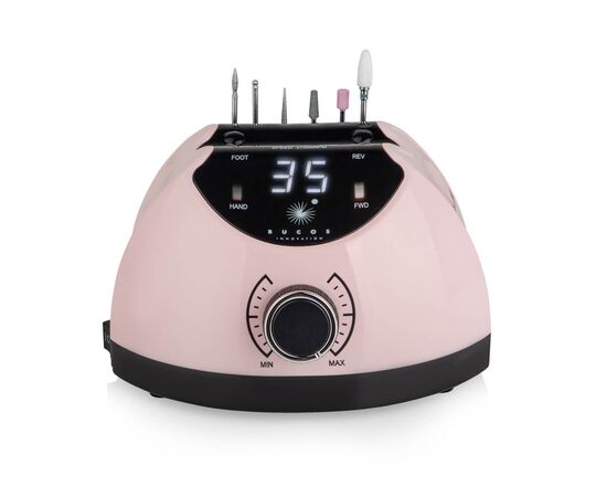 BUCOS. Nail drill "BUCOS X4 PRO", smooth pink, 65W. Фрезер + 6 покращених фрез, 35 тісяч оборотів, реверс #2