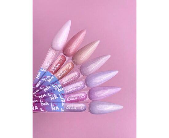 LUNAmoon. Light Acrygel #54 Pale purple with shimmer, 30 ml, рідкий гель для укріплення, ніжно-фіолетовий з шимером #3