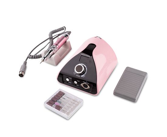 BUCOS. Nail drill "Bucos ZS-711", pink, 65W. Фрезер + 6 покращених фрез, 35 тисяч оборотів, реверс,  рожевий корпус #2