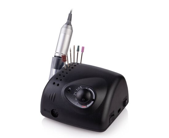 BUCOS. Nail drill "Bucos ZS-705", black, 65W. Фрезер + 6 покращених фрез, 35 тисяч оборотів, реверс, чорний корпус #1