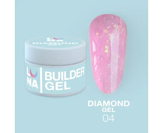 LUNAmoon. Diamond Builder Gel #4, 15 ml, гель для нарощування з блискітками #1