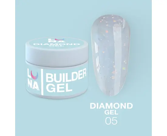 LUNAmoon. Diamond Builder Gel #5, 15 ml, гель для нарощування з блискітками #1