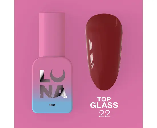 LUNAmoon. Glass Top Coat #22, 13 ml, топ кольоровий глянцевий #1