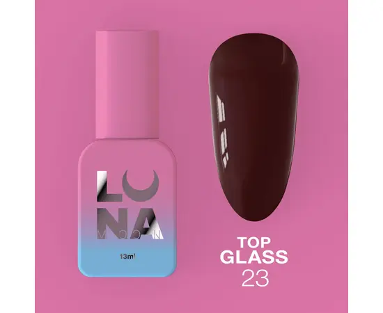 LUNAmoon. Glass Top Coat #23, 13 ml, топ кольоровий глянцевий #1