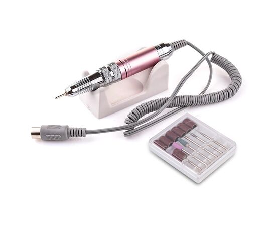 BUCOS. Nail drill "Bucos ZS-711", pink, 65W. Фрезер + 6 покращених фрез, 35 тисяч оборотів, реверс,  рожевий корпус #3