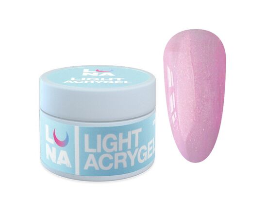 LUNAmoon. Light Acrygel #50 Light pink with shimmer, 30 ml, рідкий гель для укріплення, світло-рожевий з шимером #1