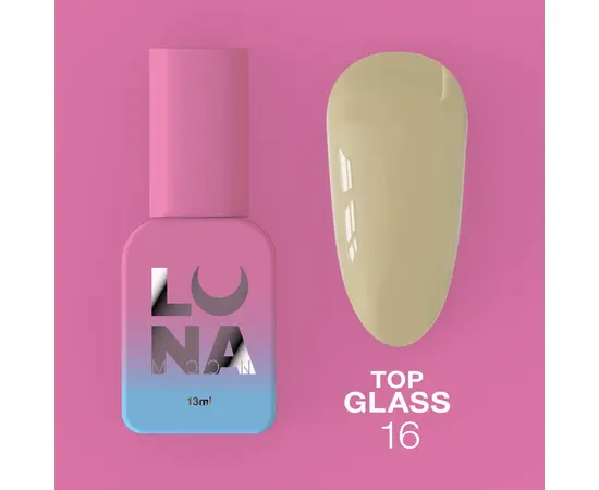 LUNAmoon. Glass Top Coat #16, 13 ml, топ кольоровий глянцевий #1