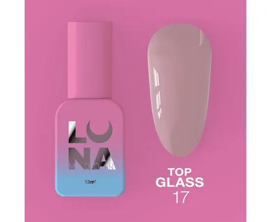 LUNAmoon. Glass Top Coat #17, 13 ml, топ кольоровий глянцевий #1