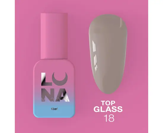 LUNAmoon. Glass Top Coat #18, 13 ml, топ кольоровий глянцевий #1